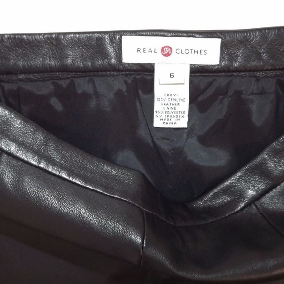 S5A Saks Fifth Avenue HOT Black LEATHER Pants SZ 6 - Picture 6 of 8